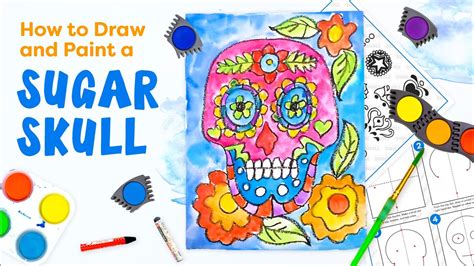 Draw & Paint A Sugar Skull Art Project for Kids - YouTube