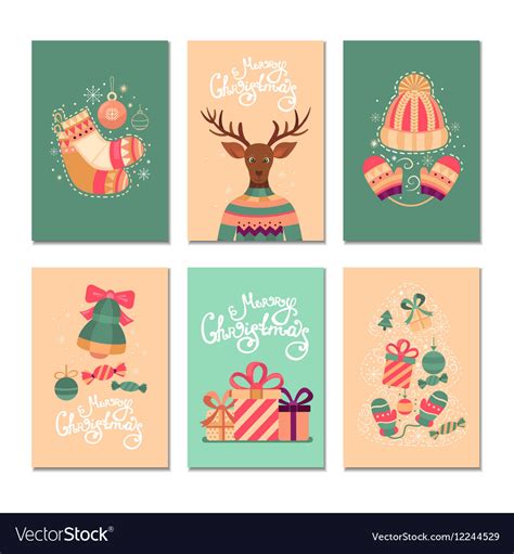 Merry christmas gift cards Royalty Free Vector Image