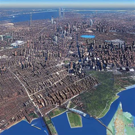 New York City, google earth satellite image | Stable Diffusion