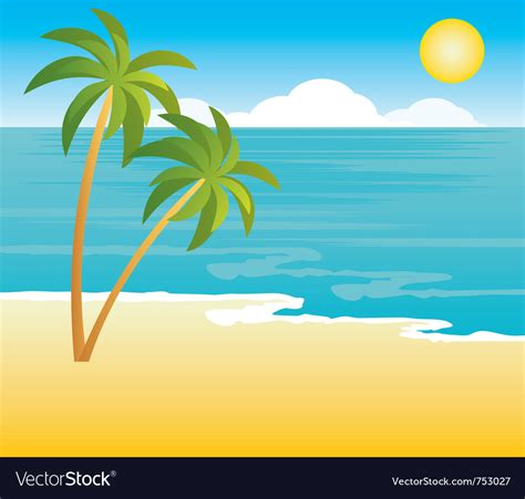 Beach with palm trees Royalty Free Vector Image