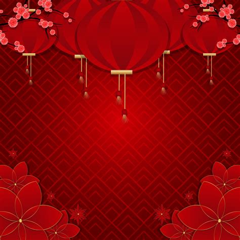 The Chinese new year 2023 design template with red lanterns and clouds on the Light background.