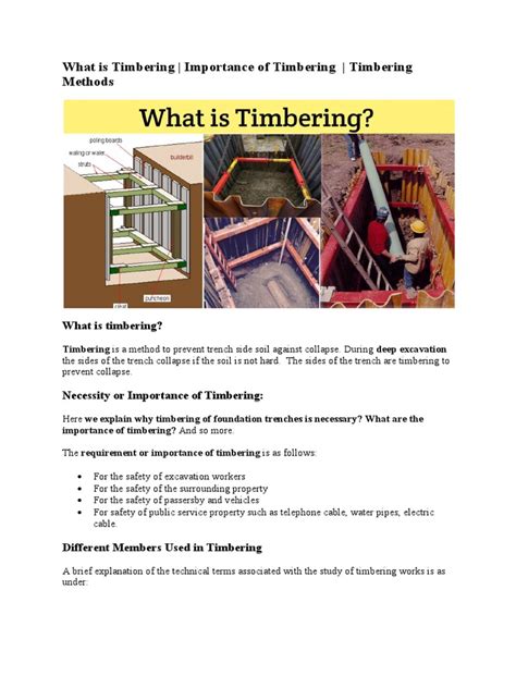 What Is Timbering - Importance of Timbering - Timbering Methods | PDF ...