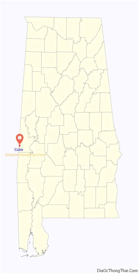 Map of Cuba town, Alabama