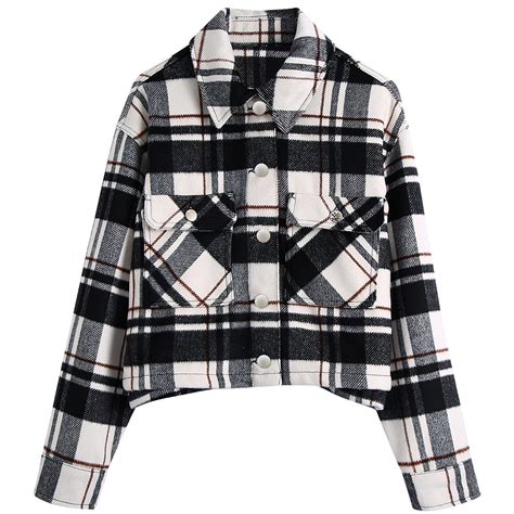 RYDCOT Fall Coats for Women 2023 Plaid Shacket Jackets Womens Lapel ...