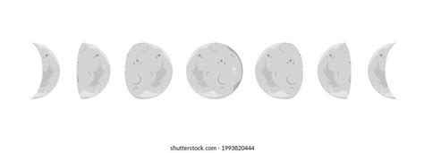 Moon Phases On White Background Flat Stock Illustration 2005330394 ...