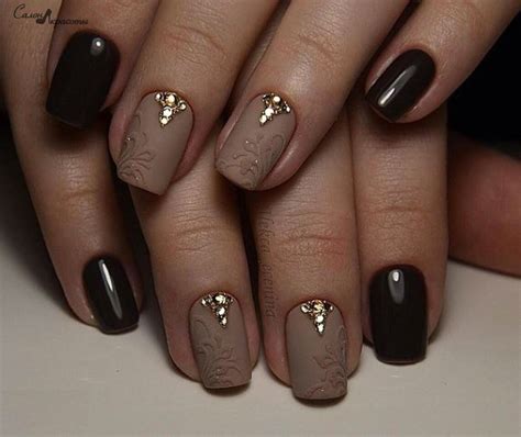 matte + glossy beige + black | Beige nails, Nails, Fashion nails