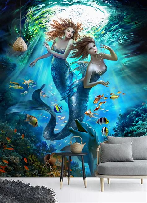 3D Underwater Mermaid WC836 Wall Murals | AJ Wallpaper