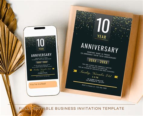 Editable Business Anniversary Invitation Template, Business Event ...