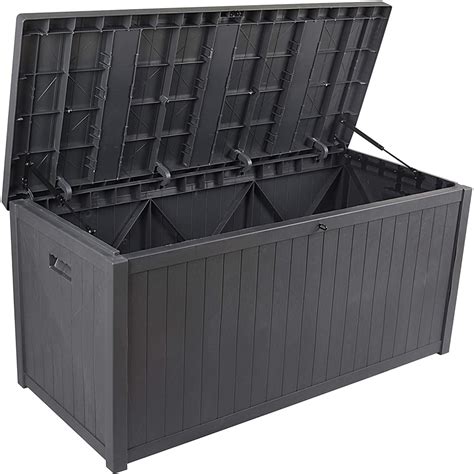 Superjoe 120 Gallon Outdoor Deck Storage Box, Patio Resin Storage Bin ...