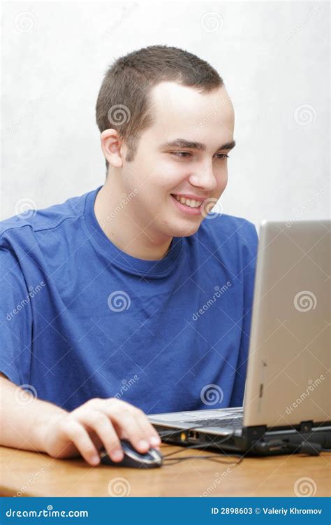 Student Working on His Laptop Stock Image - Image of office, youth: 2898603