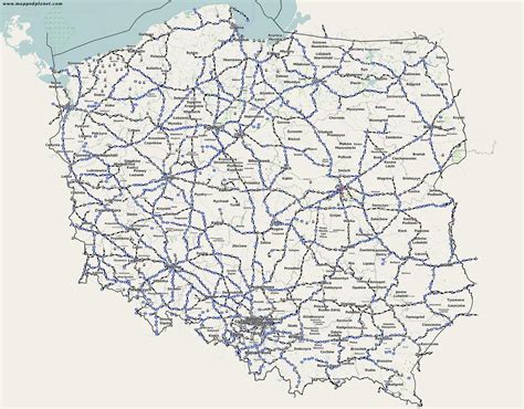 Poland rail map - Poland train map (Eastern Europe - Europe)