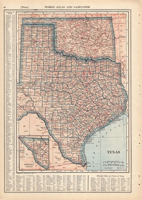 1914 Antique TEXAS State Map OKLAHOMA State Map of Oklahoma - Etsy ...