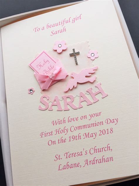 Girls Personalised First Communion Card - Name & Dove. Communion ...