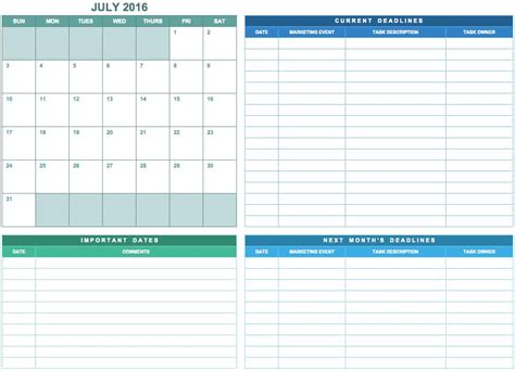 Marketing Calendar Excel Template