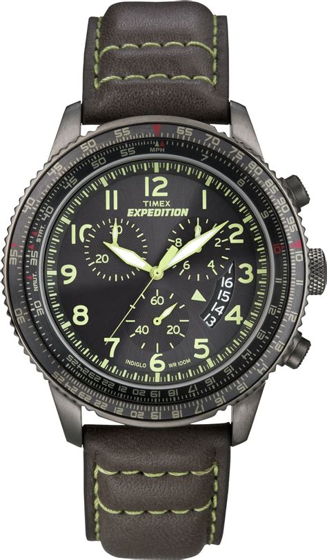 Timex Men's T49895 Expedition Military Chronograph Black Dial Brown Leather Strap Watch - Buy ...