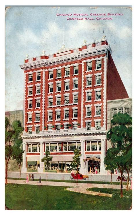 1909 Chicago Musical College Building Ziegfeld Hall, Chicago, IL Postcard *6M10 | United States ...