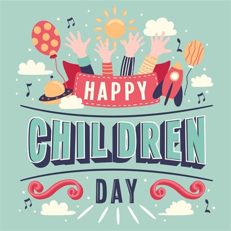 Children's day Hand Lettering vector background. Happy Children's Day ...