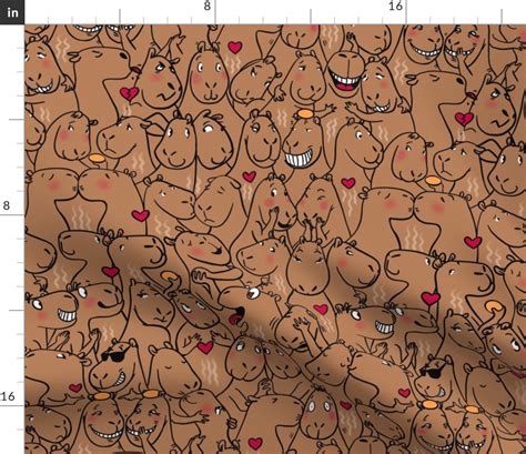 Steamy Capybara Hot Springs Love Fabric | Spoonflower