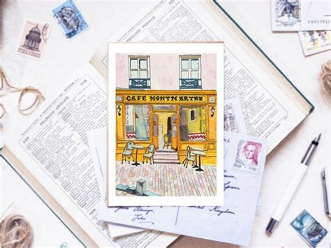 Paris Café Postcard Illustrated Architectural Watercolour - Etsy