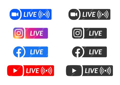 Premium Vector | Streaming live social media badge set zoom instagram ...