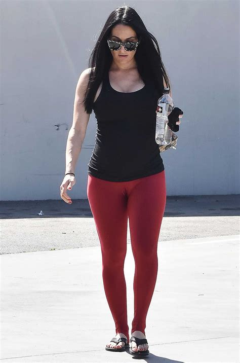 Nikki Bella 2020 : Nikki Bella in red Tights – Out and about in Los ...