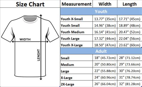 Shirt Sizes Chart