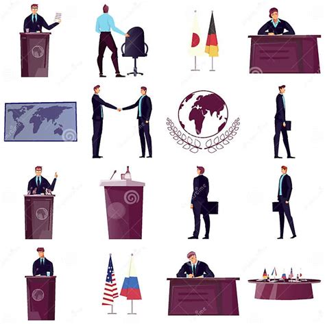 Diplomacy and Diplomat Icons Set Stock Vector - Illustration of flat, emblem: 201093113