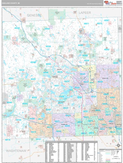 Oakland County, MI Wall Map Premium Style by MarketMAPS - MapSales