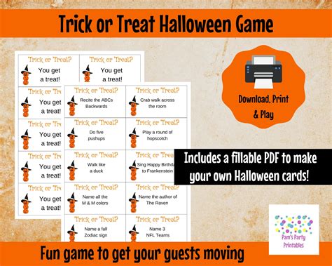 Halloween Game. Trick or Treat Cards Do a Trick or Get a Treat ...