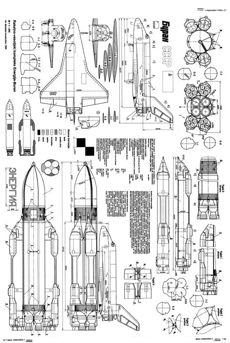 Blueprint Drawing of an Airplane and Its Parts