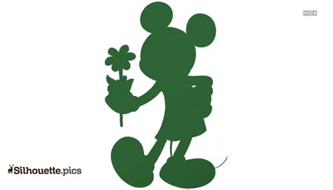 Mickey Mouse With Flower Pictures Silhouette @ Silhouette.pics