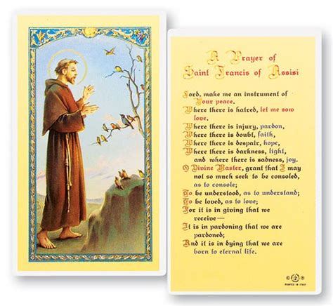 St. Francis Prayer For Peace Laminated Prayer Cards 25 Pack