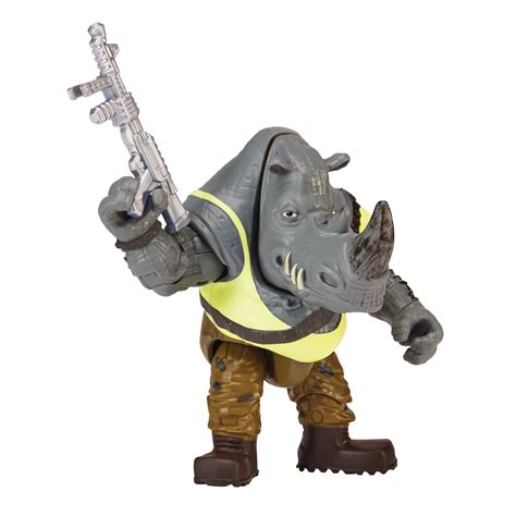 Playmates Toys TMNT Battle Pack: Teenage Mutant Ninja Turtles Rocksteady 4.25” Action Figure ...