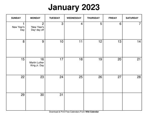 January 2023 Calendar Free Printable Pdf - Mobila Bucatarie 2023