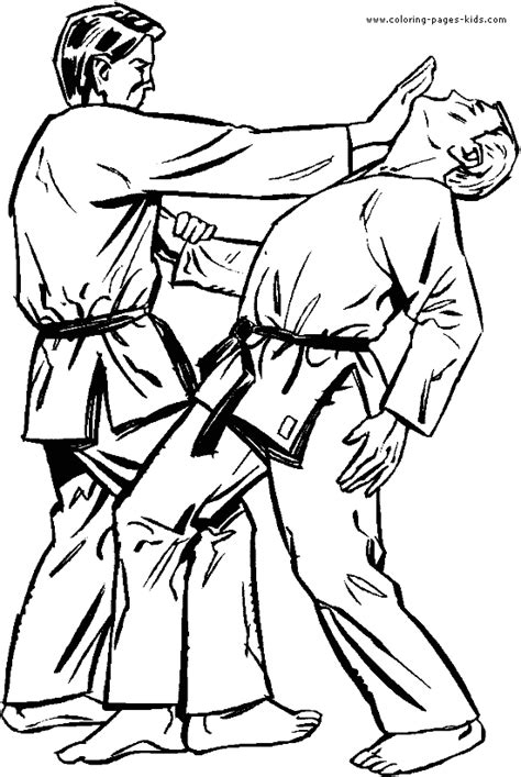 Karate martial arts coloring pages for kids