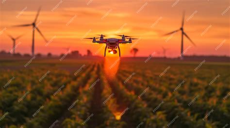 Premium Photo | Drone flying over corn fields with sprayed fertilizer ...