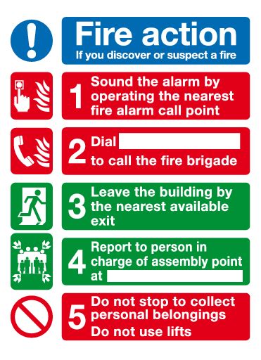 Mandatory Fire Action Signs | Hotel safety sign | Signs for Hospitals