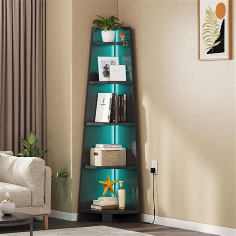 LED CORNER SHELF Ladder Shelving Unit Bookcase Bookshelf Storage Display Rack $62.36 - PicClick