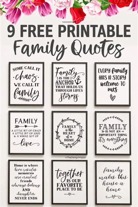 Free Farmhouse Home Decor Printables - Set of 9 Family Quotes