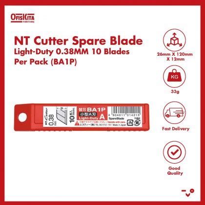 Ofiskita | NT Cutter Spare Blade Light-Duty 0.38MM 10 Blades Per Pack ...