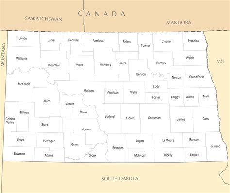 North Dakota County Map - Mapsof.Net