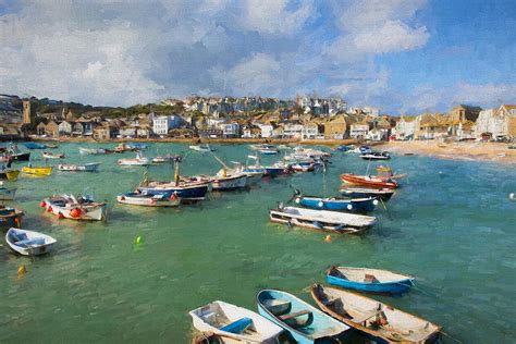 St Ives Cornwall uk boats in harbour in this beautiful tourist town ...