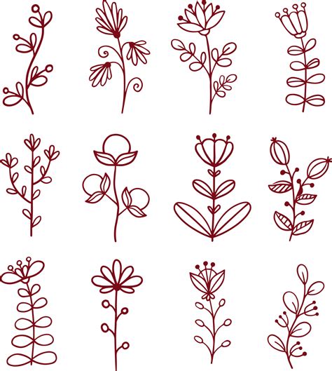 Stripes doodle flower and leaf free hand drawing sketch vector. Simple style 12272440 Vector Art ...