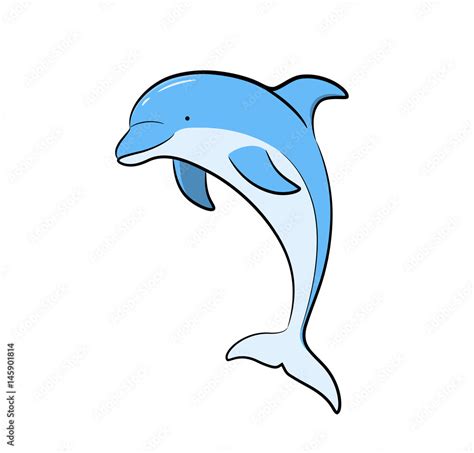 Vecteur Stock Dolphin Vector Cartoon, a hand drawn vector cartoon ...