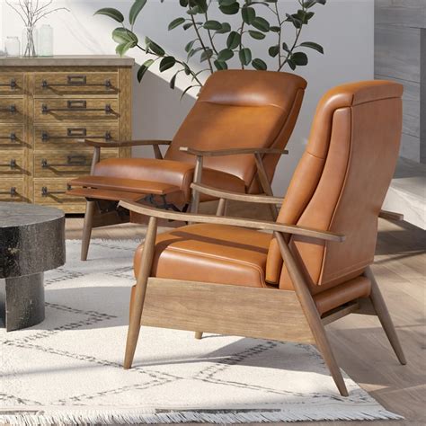 Solaris Caramel Faux Leather Wooden Arm Push Back Recliner Chair ...