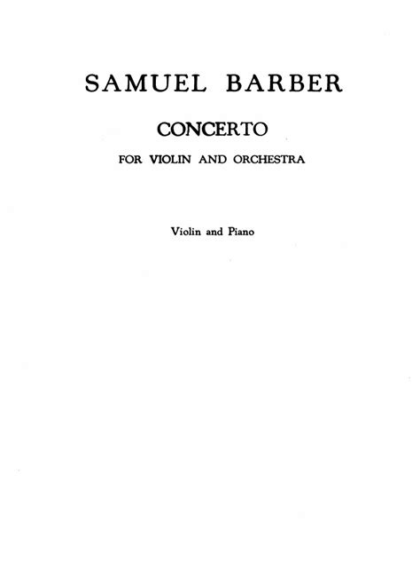 Violin Concerto Samuel Barber and Piano PDF | PDF