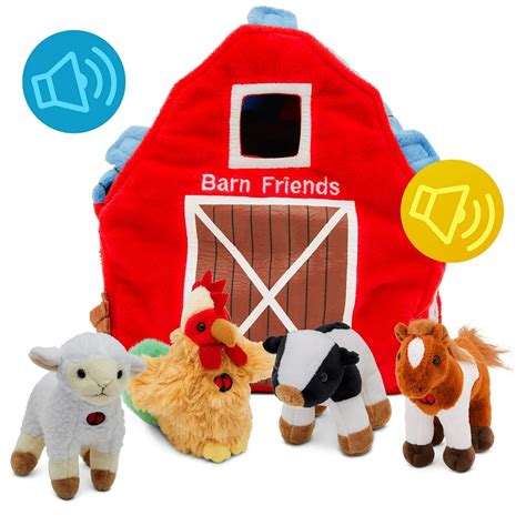 Plush Creations Plush Farm Animals for Toddlers with Plush Barn House ...