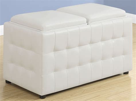 White Leather Storage Trays Ottoman from Monarch | Coleman Furniture