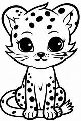 Roar Some Fun Easy Cute Baby Cheetah Cub Coloring Pages For Kids sketch template