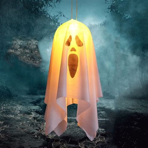 Dropship Halloween Decorations Outdoor Decor Hanging Lighted Glowing Ghost Witch Hat Halloween ...